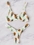 Pineapple Express - Knot Front Pineapple Print Top With High Leg Bikini Set