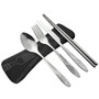 4 Pcs/Set Stainless Steel Fork Spoon Chopsticks Travel Camping Cutlery Tools Tableware ASD88