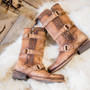 Adjustable Buckle Artificial Leather Chunky Heel Boots