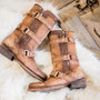 Adjustable Buckle Artificial Leather Chunky Heel Boots