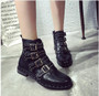 Rivets Buckle Straps Thick Heel  Women Ankle Boots