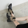 Leather Pointed Toe Thick Heel  Short Western Women Ankle Boots