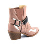 Pointed Toe Western Pink PU Leather Women Ankle  Boots