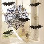 Black Lace Spiderweb Table Cloth  Horror Halloween Party Decoration