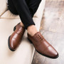 Dress Shoes -  Men Genuine Leather Formal Flats Dress Shoes