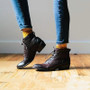 Vintage Low Heel Lace-Up Leather Boots