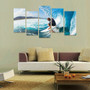 HD PRINTED SURFING UNDER GREAT WAVE 5 PIECE CANVAS