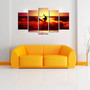 HD PRINTED  SURFING ON RED WAVES AT SUNSET 5 PIECE CANVAS