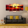 HD PRINTED  SURFING ON RED WAVES AT SUNSET 5 PIECE CANVAS