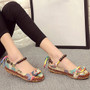 Women Ethnic Lace Up Beading Round Toe Comfortable Flats Colorful Loafers Shoes