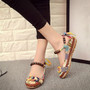 Women Ethnic Lace Up Beading Round Toe Comfortable Flats Colorful Loafers Shoes