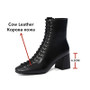 Fashion Woman Ankle Boots High Quality Genuine Leather Handmade Autumn Winter Boots Cross-Tied High Heels Boots Woman