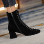 Fashion Woman Ankle Boots High Quality Genuine Leather Handmade Autumn Winter Boots Cross-Tied High Heels Boots Woman