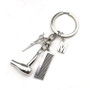 Hair stylist essential hair dryer scissors comb Decorative Keychains Hairdressers Gift Key Rings Hair Dryer letter Keyring