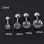 1 pcs/bag Size 3/4/5/6mm 4 Colors Medical titanium needle True zircon Ear Studs Boys and girls Earrings For DIY Party Earrings