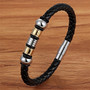 Fashion Stainless Steel Charm Magnetic Black Men Bracelet Leather Genuine Braided Punk Rock Bangles Jewelry Accessories Friend