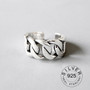 Vintage Silver Color Metal Punk Letter Open Rings Design Finger Rings for Women men Party Jewelry Gifts LETTER