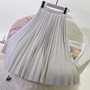 Two Layer Spring Women Suede Skirt Long Pleated Skirts