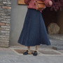 Two Layer Spring Women Suede Skirt Long Pleated Skirts