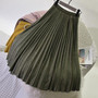 Two Layer Spring Women Suede Skirt Long Pleated Skirts