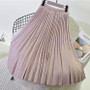 Two Layer Spring Women Suede Skirt Long Pleated Skirts