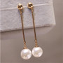 Long Pearl Drop Earrings for Women jewelry  Gold Color