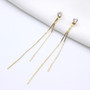 New Long Crystal Tassel Gold Color Dangle Earrings