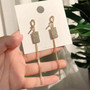 Vintage Gold Color Bar Long Thread Tassel Drop Earrings for Women