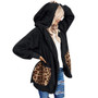 Women's Long Sleeve Hooded Leopard Pocket Cardigan