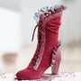 Women Chunky Heel Lace-Up Vintage Lace Wedding Boots