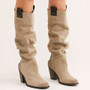Women Suede High Heels Vintage Knee High Boots