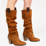 Women Suede High Heels Vintage Knee High Boots