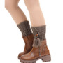 Fashion Winter Tassel Leg Warmers for Women Knit Boot Socks