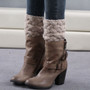 Women Knit Leg Warmer Short Boot Cuffs Buttons Crochet Boot Socks