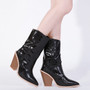 Fashion Wedge High Heel Pointed Toe Ankle Boots