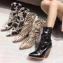 Fashion Wedge High Heel Pointed Toe Ankle Boots