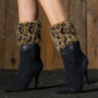 Women Crochet Leg Warmers Faux Fur Leopard Boot Socks