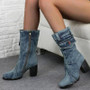 Women Sexy Denim Platform High Heel Boots