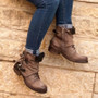 Belt Buckle Rivet Low Heel Ankle Women's Boots