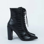Crocodile Lace-Up Zipper High Heel Pointed Toe Boots