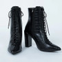 Crocodile Lace-Up Zipper High Heel Pointed Toe Boots