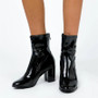 Fashion Thick High-Heeled Patent Leather Booties