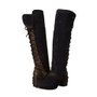 Vintage Knee-High Zipper Suede Boots