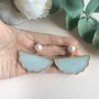 Dumpling dim sum shape jade earrings with FW pearls