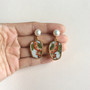 Butterfly porcelain earrings with freshwater pearl studs