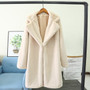 Women Plus Size Faux Fur Long Coat Autumn Winter Plush Warm Soft Outerwear Elegant Slim-fit Lapel Overcoat Casual Button Jacket