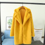 Women Plus Size Faux Fur Long Coat Autumn Winter Plush Warm Soft Outerwear Elegant Slim-fit Lapel Overcoat Casual Button Jacket