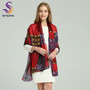 2016 Winter Fashion Women's Scarf Hot Sale Mulberry Silk Scarves Shawl Female Long Silk Scarf Blue and Coffee 180*110cm