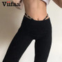 Viifaa Black High Waist Streetwear Women Skinny Flare Pants 2020 Autumn Female Fashion Wide Leg Slim Trousers