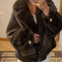 real womens mink fur jacket with wool designer with fur cuffs suit casual  short coat with pocket 2019 fashion coats